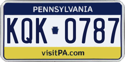 PA license plate KQK0787