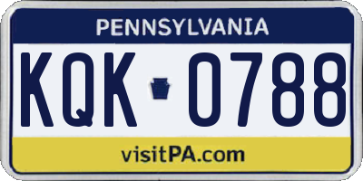 PA license plate KQK0788