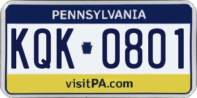 PA license plate KQK0801
