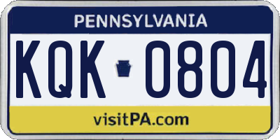 PA license plate KQK0804