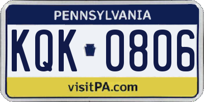 PA license plate KQK0806