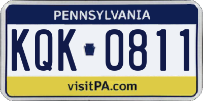 PA license plate KQK0811