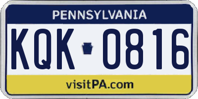 PA license plate KQK0816