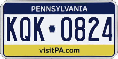 PA license plate KQK0824