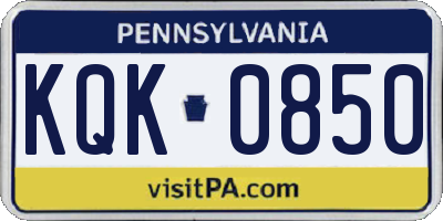 PA license plate KQK0850