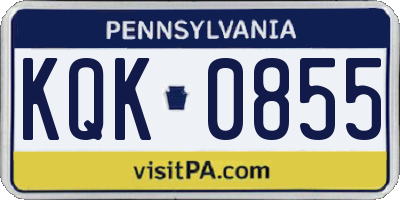 PA license plate KQK0855