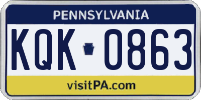 PA license plate KQK0863