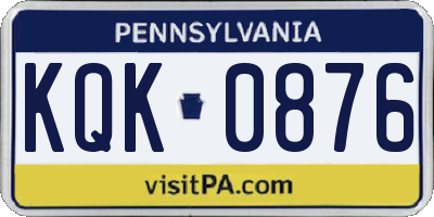 PA license plate KQK0876