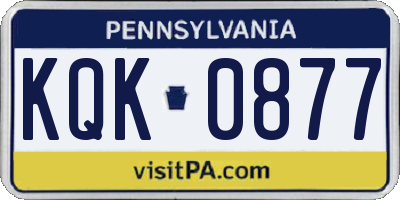 PA license plate KQK0877