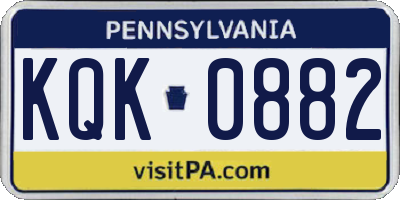 PA license plate KQK0882