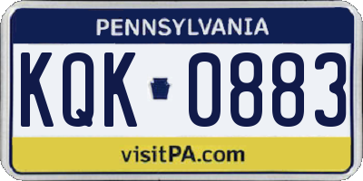 PA license plate KQK0883