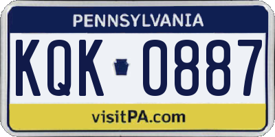 PA license plate KQK0887