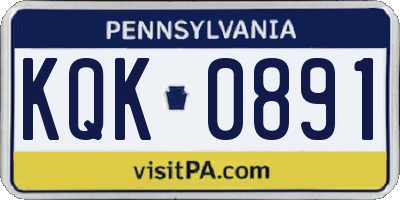 PA license plate KQK0891
