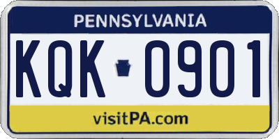 PA license plate KQK0901