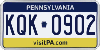 PA license plate KQK0902