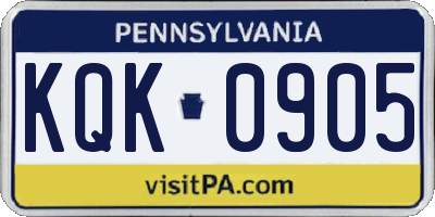 PA license plate KQK0905