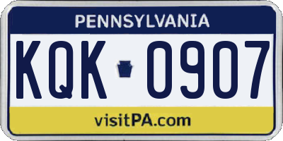 PA license plate KQK0907