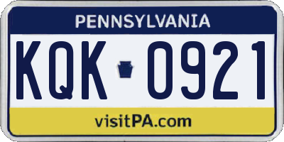 PA license plate KQK0921