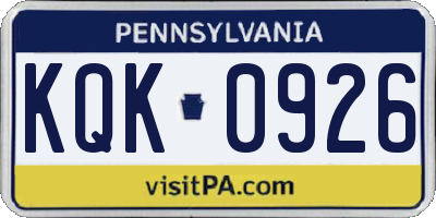 PA license plate KQK0926