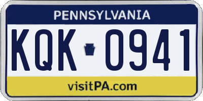 PA license plate KQK0941