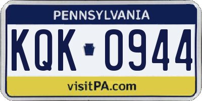 PA license plate KQK0944