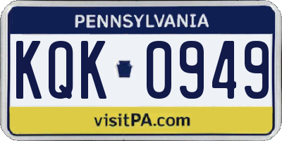 PA license plate KQK0949