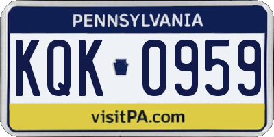 PA license plate KQK0959