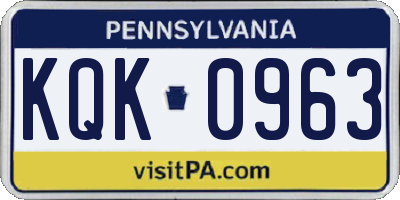 PA license plate KQK0963