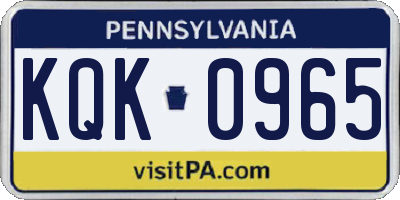 PA license plate KQK0965