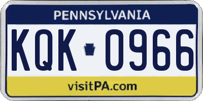 PA license plate KQK0966