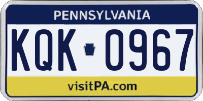 PA license plate KQK0967