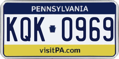 PA license plate KQK0969