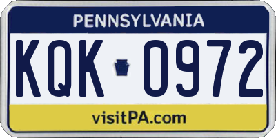 PA license plate KQK0972