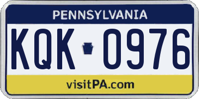 PA license plate KQK0976