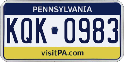 PA license plate KQK0983