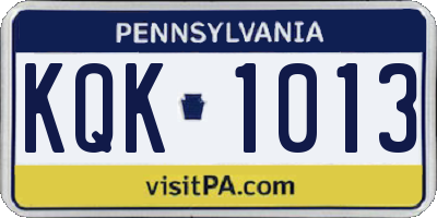 PA license plate KQK1013