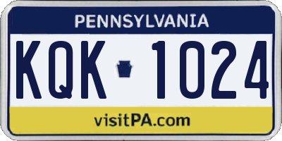 PA license plate KQK1024