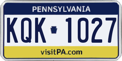 PA license plate KQK1027