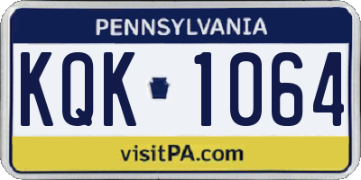 PA license plate KQK1064