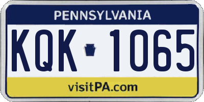 PA license plate KQK1065