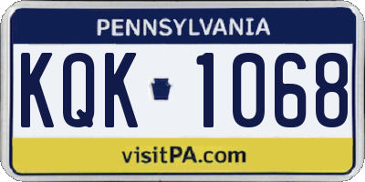 PA license plate KQK1068