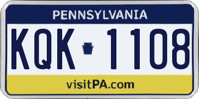 PA license plate KQK1108