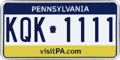 PA license plate KQK1111