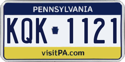 PA license plate KQK1121