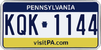 PA license plate KQK1144