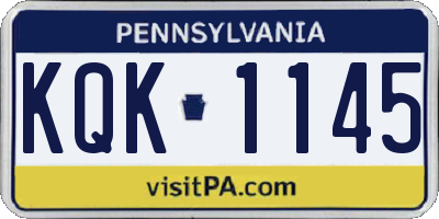 PA license plate KQK1145