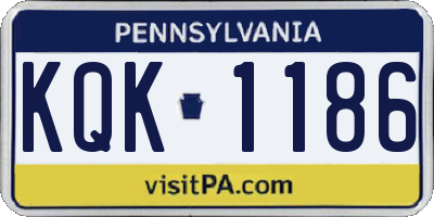 PA license plate KQK1186