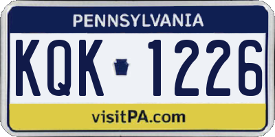 PA license plate KQK1226