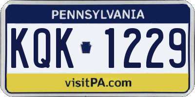 PA license plate KQK1229