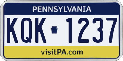 PA license plate KQK1237